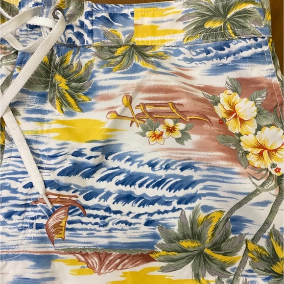 Mens Vintage Tommy Hilfiger Swim Trunks Tropical Print XL - Picture 2 of 6
